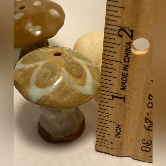8 vintage mushroom figurine SET stone boho art painted ceramic LOT 70s MCM lot - Picture 8 of 16